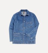 Drake's Bleach Wash Selvedge Denim Five-Pocket Chore Jacket