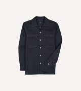 Drake's Cotton-Hemp Denim Camp Collar Work Shirt