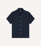 Drake's Cotton-Linen Camp Collar Three Pocket Short Sleeve Shirt