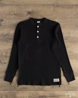 Iron Heart IHTL-1213-BLK - Waffle Knit Long Sleeve Thermal Henley