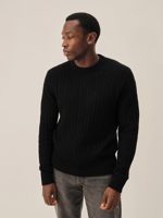 Buck Mason Black California Cashmere Cable Crew