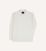Drake's Herringbone Cotton Mandarin Collar Popover Shirt