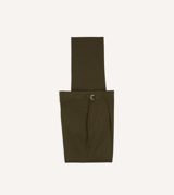Drake's Olive Wool-Cotton Single Pleat Trouser