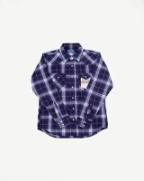 Iron Heart IHSH-439-PUR - 9oz Selvedge Flannel Check Western Shirt