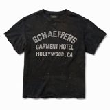 Schaeffer's Garment Hotel Artist Distressed Black Cycle Varsity Raw Cut Tee