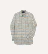 Drake's and Blue Check Cotton Two-Pocket Work Shirt