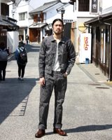 graphzero GZ-15SLSTSK-BKGY 15oz Kase Dyed Slim Straight Jeans Black Gray