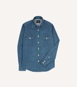 Drake's Wash Denim Two-Pocket Western Shirt