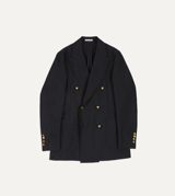 Drake's Navy Wool-Mohair Double-Breasted Travel Blazer
