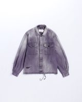 Anachronorm REMAKED HERRINGBONE MILITARY SHIRTS JACKET CHARCOAL