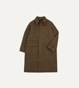 Drake's Brown Wool Tweed Raglan Coat