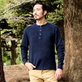 Okayama Denim OD+LW Indigo Dyed Classic Royal Rib Knit Thermal Henley