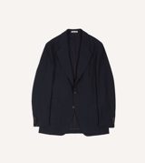 Drake's Navy Wool Open Weave Travel Blazer
