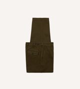 Drake's Brown Heavy Cotton Flat Front Chino