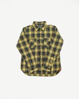 Iron Heart IHSH-412-YEL - 9oz Selvedge Indigo Check Flannel Work Shirt