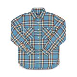 Iron Heart IHSH-442-SAX 9oz Selvedge Flannel Check Work Shirt