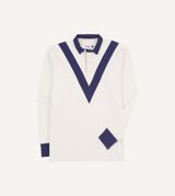 Drake's and Navy Chevron Flamé Cotton Rugby Shirt
