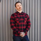 Iron Heart IHSH-264-RED Ultra Heavy Flannel Ombré Check Western Shirt