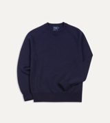 Drake's Navy Merino Crew Neck Jumper