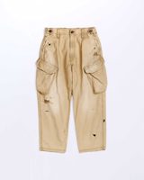 Anachronorm REMAKED HERRINGBONE COMBAT CARGO TROUSERS KHAKI