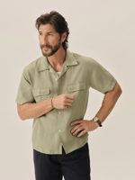 Buck Mason Light Agave Draped Linen Deuce Coupe Camp Shirt