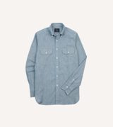Drake's Stripe Denim Work Shirt