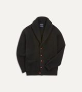 Drake's Black Lambswool Shawl Collar Cardigan