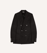 Drake's Black Tussah Silk Double-Breasted Evening Jacket