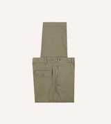 Drake's Olive Herringbone Twill Cotton Games Trouser