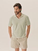 Buck Mason Limestone Airlight Johnny Collar S/S Polo