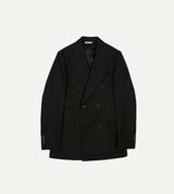 Drake's Black Fresco® Wool Double-Breasted Tailored Jacket