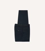 Drake's Navy Heavy Cotton Flat Front Chino