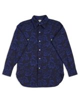 Black Sign Flower Jacquard Heavy Weight Open Pocket Work Shirt