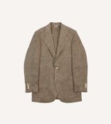 Drake's Brown Herringbone Linen-Silk Blazer