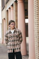 The Flat Head FN-SNR-014L Check Flannel Work Shirt-Ivory/Black