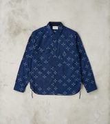Samurai SSS25-02W Indigo Dyed Narihirabishi Goldfish Jacquard Work Shirt