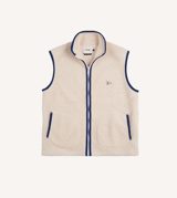 Drake's Ecru Boucle Wool Zip Fleece Vest