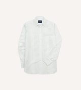 Drake's Pencil Stripe Cotton Long Point Collar Shirt