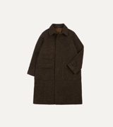 Drake's Brown Herringbone Wool Raglan Coat