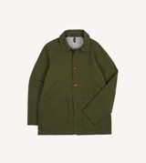 Drake's Green Cotton-Linen Raglan Work Coat