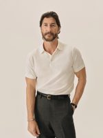 Buck Mason White Como Cashmere Polo