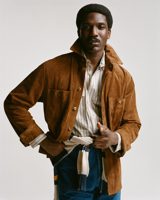 Drake's Tobacco Raw Suede Overshirt
