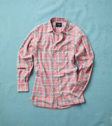 Drake's Pink and Green Madras Check Cotton Button-Down Shirt
