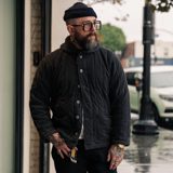 RRL Fleece-Collar Quilted Jersey Jacket Faded Black FINAL SALE