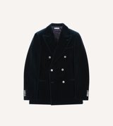 Drake's Navy Velvet Double-Breasted Blazer