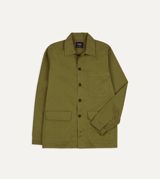 Drake's Green Cotton Twill Three-Pocket Overshirt