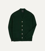 Drake's Dark Green Lambswool 6 Button Cardigan