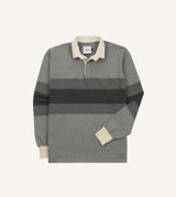 Drake's Melange Centre Stripe Cotton Rugby Shirt
