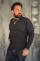 Iron Heart IHTL-1301-NAV 1301 Waffle Knit Long Sleeved Crew Neck Thermal Top