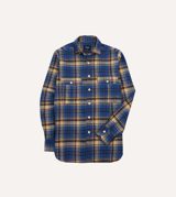 Drake's and Ecru Check Brushed Cotton Two-Pocket Work Shirt